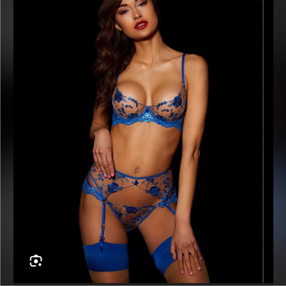 Honey Birdette Elegant “Princess Blue” Lace Lingerie Set